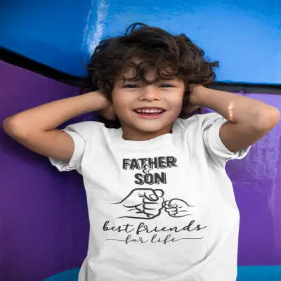 Father & son best friends for life , tricou cu mesaj 1c