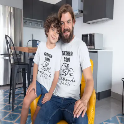 Father & son best friends for life , set 2 tricouri cu mesaje  1