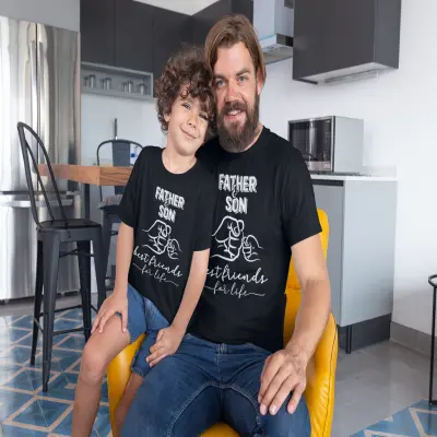 Father & son best friends for life , set 2 tricouri cu mesaje  1