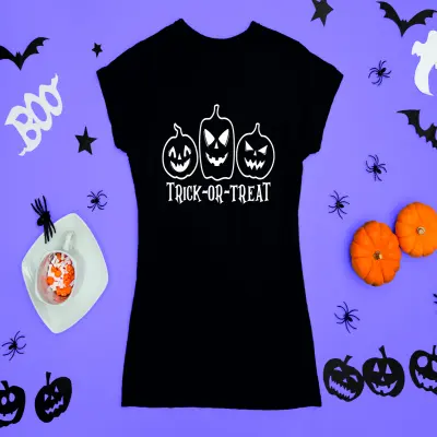Trick or treat, tricou cu mesaj.