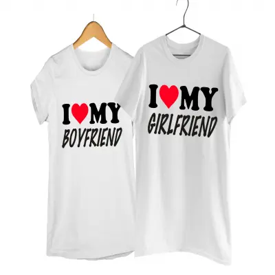 I love my boyfriend/girlfriend, set 2 tricouri cu mesaje