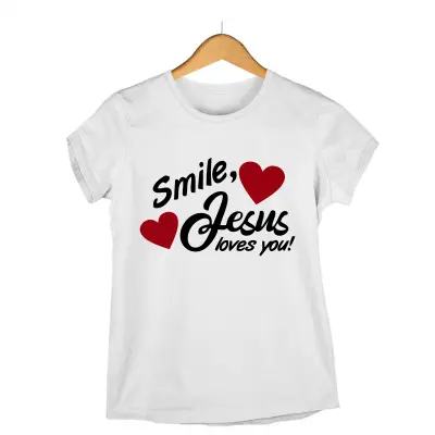 Smile, jesus loves you! , tricou cu mesaj