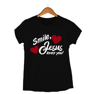 Smile, jesus loves you! , tricou cu mesaj