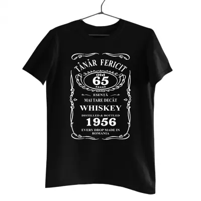 Tanar fericit old 65 , tricou cu mesaj - se poate schimba anul