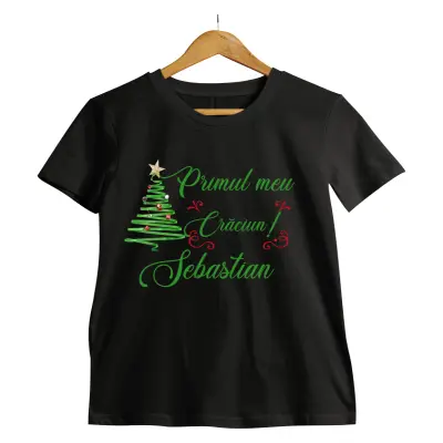 Primul meu craciun , tricou cu mesaj - se poate schimba numele.