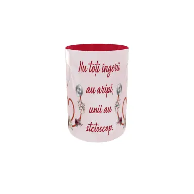 Nu toti ingerii au aripi unii au stetoscop, model 2, cana ceramica, 330ml