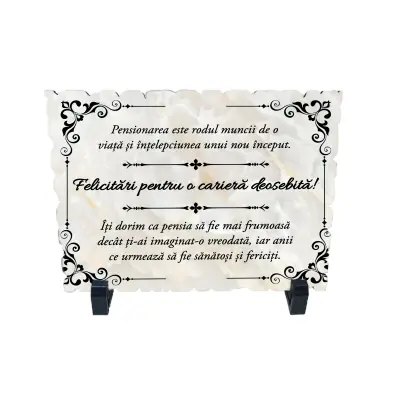 Felicitari pentru o cariera deosebita, placheta cu mesaj, model a