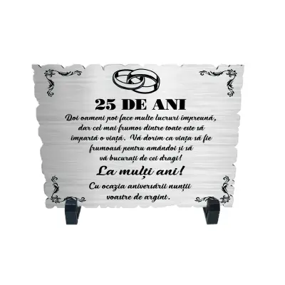 Aniversare 25 ani   doi oameni pot face multe, placheta cu mesaj, model a