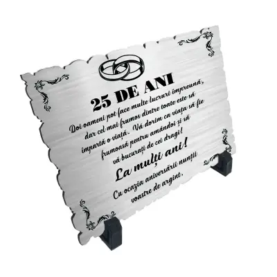 Aniversare 25 ani   doi oameni pot face multe, placheta cu mesaj, model a