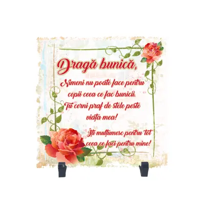 Draga bunica..., placheta cu mesaj