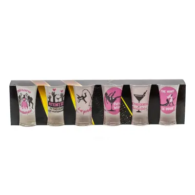 Petrecerea burlacilor, set 6 pahare pentru tarie.