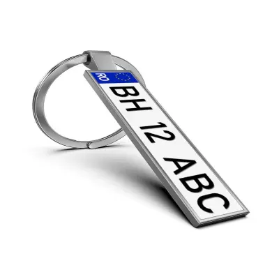 .breloc cu 2 fete dreptunghi metal auto