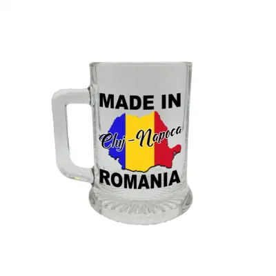Made in cluj-napoca romania, halba cu mesaj