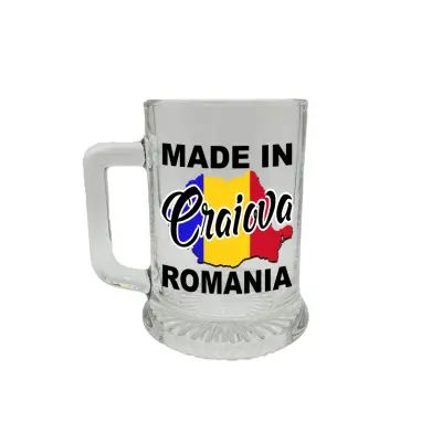 Made in craiova romania, halba cu mesaj