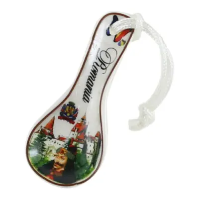 Castelul bran, vlad tepes, castele romania,magnet de frigider lingurita din ceramica