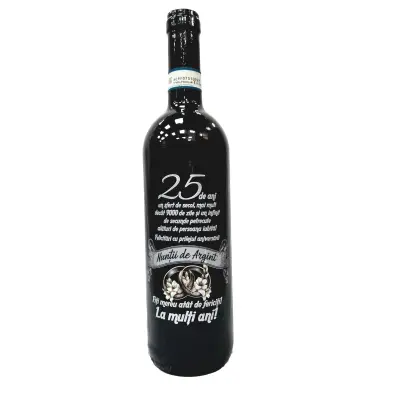 25 de ani nunta de argint, editie limitata, vin rosu cabernet sauvignon, demisec, 750ml, 13.5% alcool