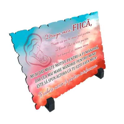 Draga mea fiica, placheta cu mesaj