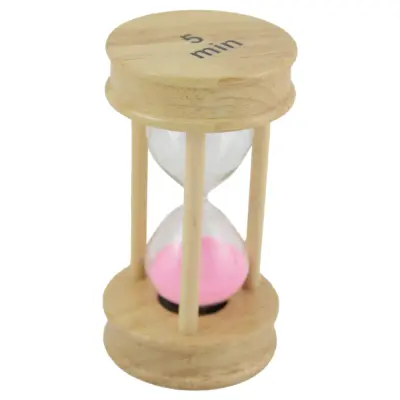 Clepsidra din lemn cu nisip colorat, 5 minute -