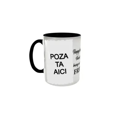 Happy birthday, friend, cana personalizata cu 2 poze, 330ml, model 3359