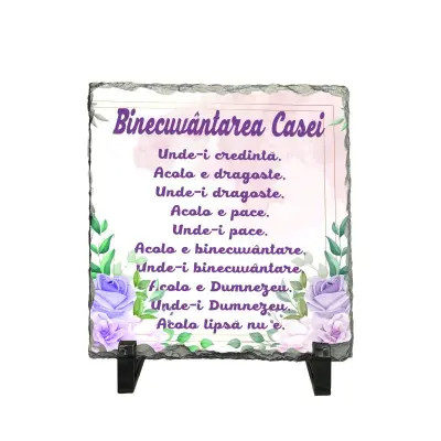 Binecuvantarea casei, piatra ardezie personalizata, cu mesaj model, pa069