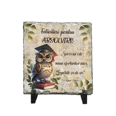 Felicitari pentru absolvire, piatra ardezie personalizata, cu mesaj model, pa110