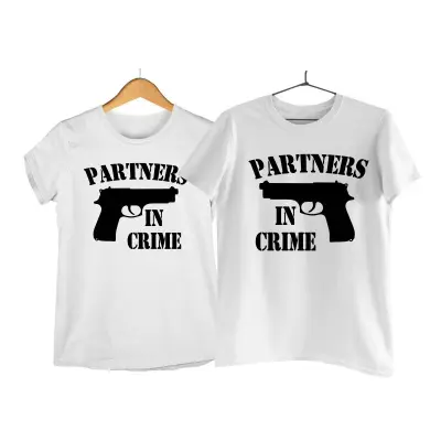 Partners in crime, set 2 tricouri cu mesaje
