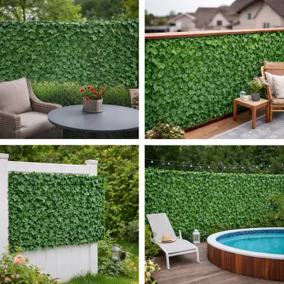 Gard viu artificial decorativ cu frunze iedera, culoare verde, dimensiune 300 x 100cm