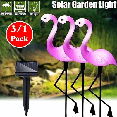 Set 3 x lampa solara estetica exterioara de gradina model "flamingo"