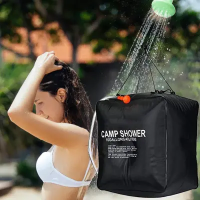 Dus solar suspendat pentru camping sau plaja, capacitate 40l, culoare neagra
